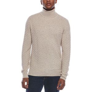 Kier + J Mens Fancy Stitch Wool & Cashmere-Blend Turtleneck Sweater, Beige